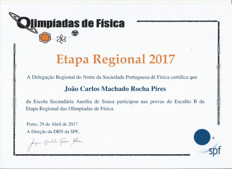 Portuguese Physics Olympics 2017 - Regional